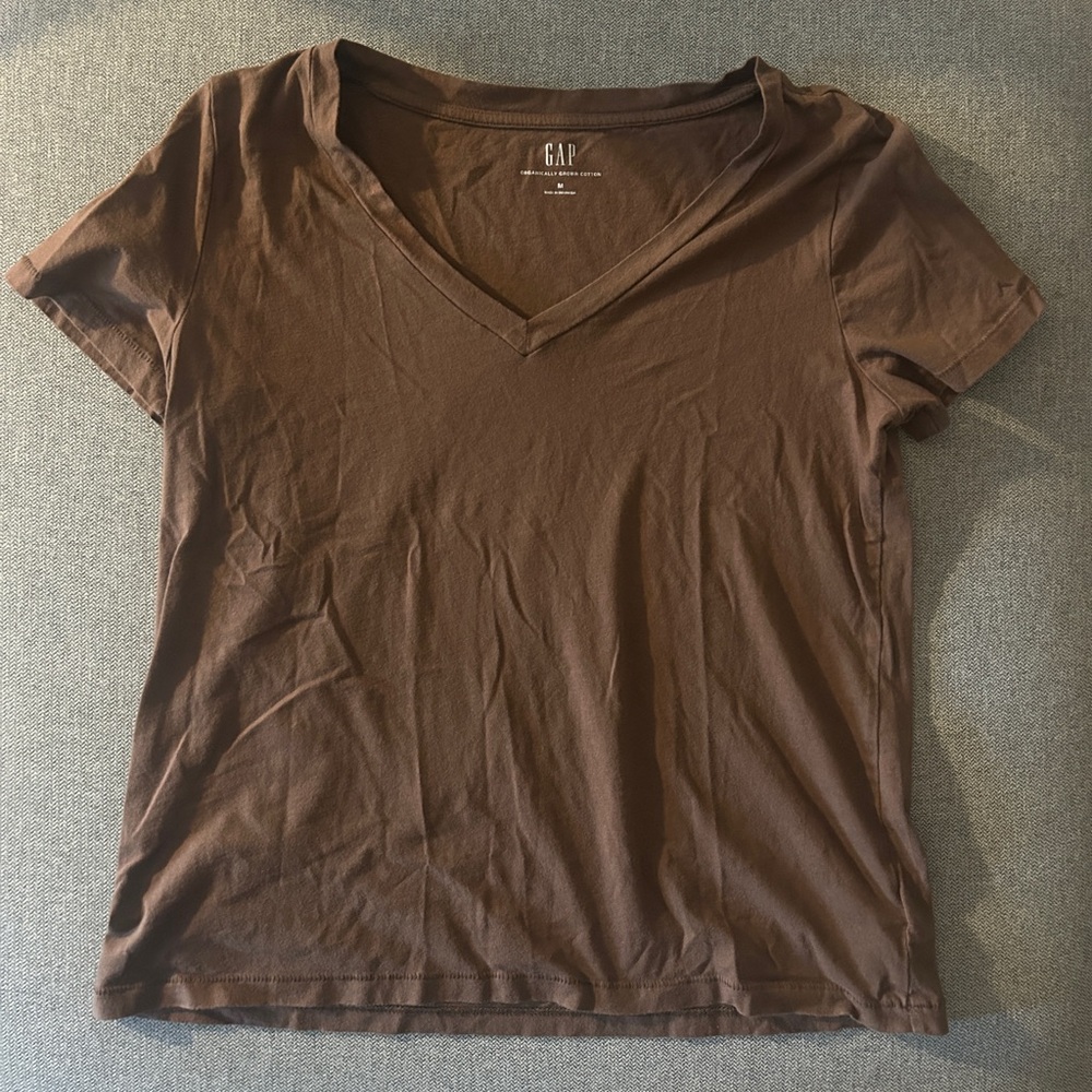 GAP Brown EveryWear Vintage V-neck T-Shirt